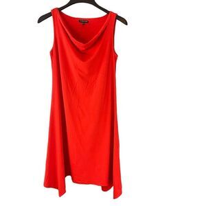 EILEEN FISHER Dress Orange Sleeveless "Firefly" Midi Length Cowl - PETITE SMALL